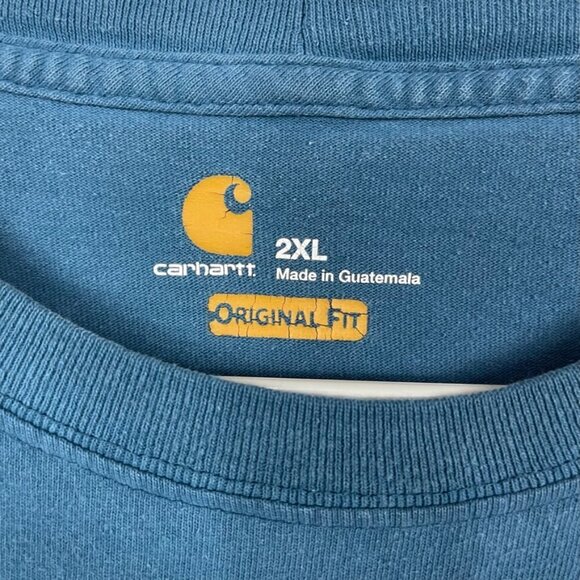 Carhartt long sleeve t shirt original fit classic diamond plate graphic blue 2XL - Picture 2 of 6